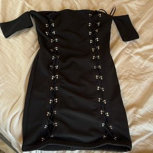 Forever 21 Black body on dress with silver corset style.